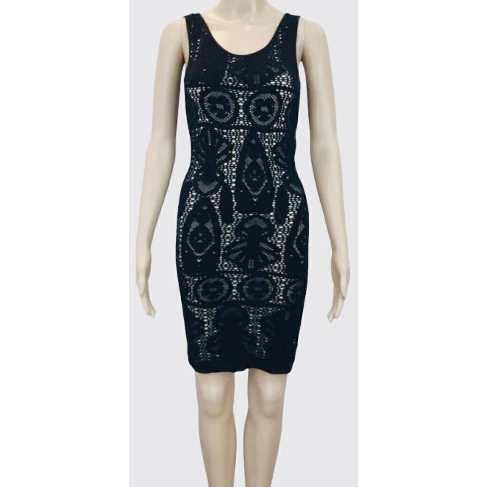 XXI Bodycon Dress Womens Black Body Hugging Mini Sleeveless Detailed Size Small